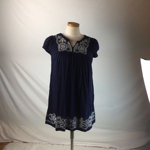 Blue lace patterned babydoll dress